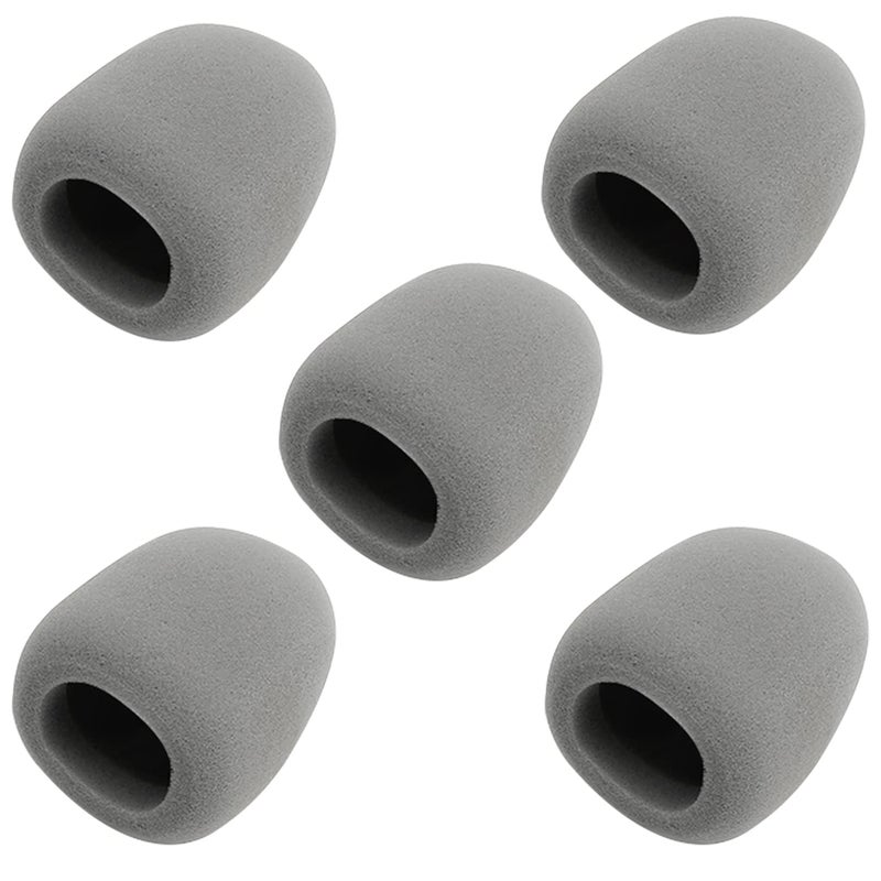 Fielect 5Pcs Microphone Cover Sponge Foam Mic Cover Handheld Microphone Windscreen Shield Protection Micro Foam Filter Gray for KTV Broadcasting - Image 1